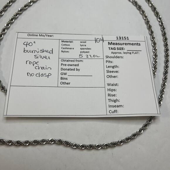 Necklace silver tone rope chain costume jewelry versatile wrappable layering - Picture 11 of 11